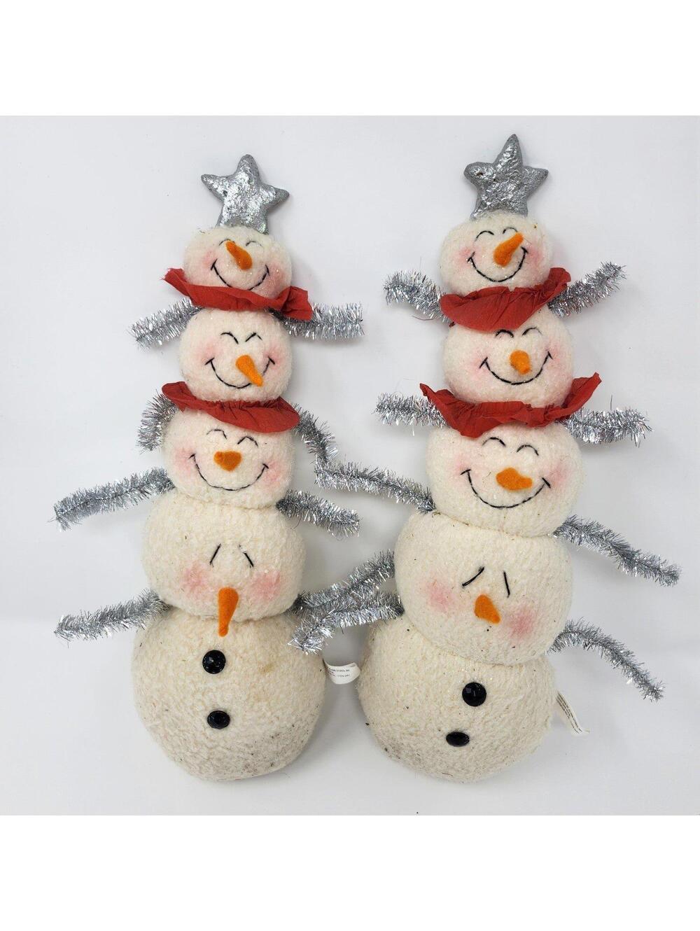 Stacked Snowman Christmas Decor Figurines Holiday Winter Decoration